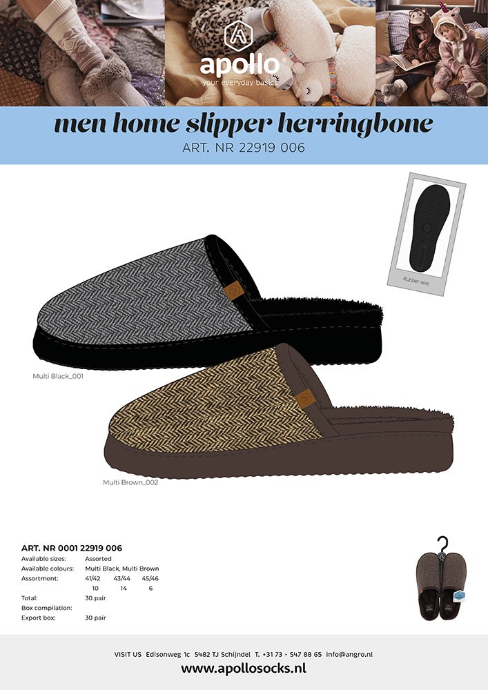 Apollo Heren Home SLIPPERS HERRINGBONE 000122919006 3 / 3